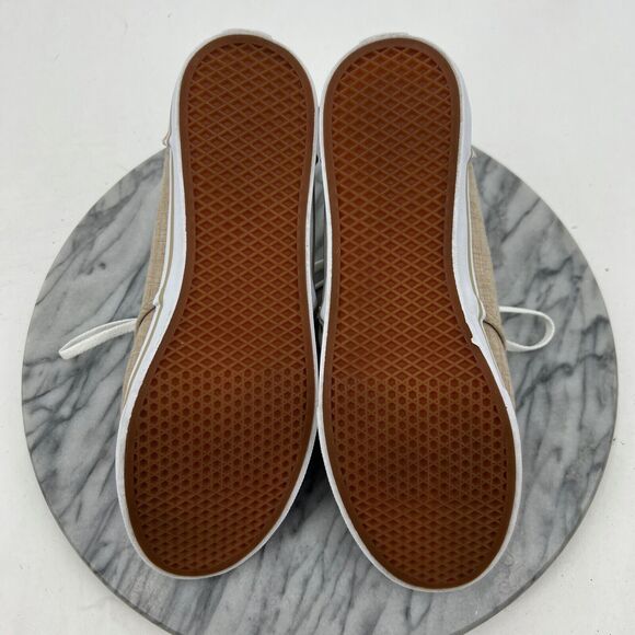 Vans Sneakers Womens 8 Beige Canvas Lace Up Low Top Classic Skateboarding Shoes - Picture 7 of 11